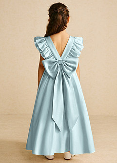 Azazie Piglette Flower Girl Dresses Mist A-Line Bow Matte Satin Dress image1