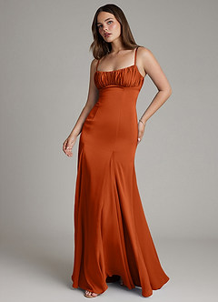 Azazie Avira Final Sale Burgundy Mermaid Stretch Satin Dress image1