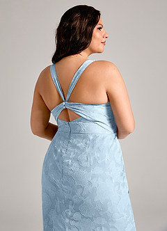 Azazie Mero Brudtärnklänningar Klä av Tubklänning i Blommig Utbrändhet Plisserad Himmelsblå image12