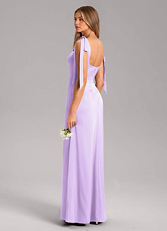 Azazie Frostine Robes de demoiselle d'honneur Robe Trapèze en Satin extensible Arc Lilas image6