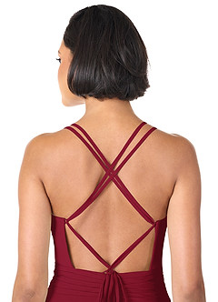 Azazie Farren Robes de demoiselle d'honneur Robe Trapèze Convertible en Mousseline de soie Plissée Bourgogne image2