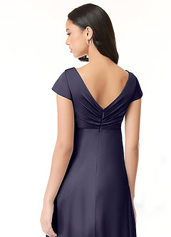 Azazie Allessia Robes de demoiselle d'honneur de maternité Robe Trapèze Plissée Longueur ras du sol Satin extensible image7