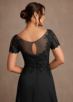 Azazie Alva Mother of the Bride Dresses Black A-Line Lace Dress image7