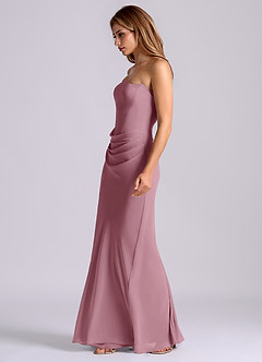 Azazie Debby Bridesmaid Dresses Vintage Mauve Mermaid Strapless Chiffon Dress image4