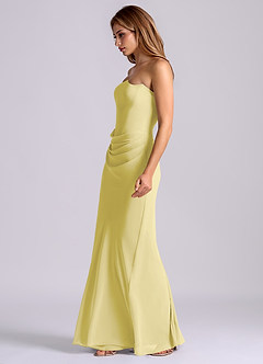 Azazie Debby Bridesmaid Dresses Lemon Sorbet Mermaid Strapless Chiffon Dress image4
