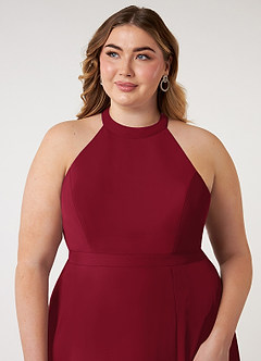 Azazie Clarice Bridesmaid Dresses Burgundy A-Line Halter Chiffon Dress image13