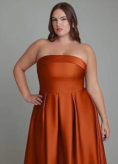 Azazie Lucienne Bridesmaid Dresses Burnt Orange A-Line Strapless Stretch Satin Convertible Dress image13
