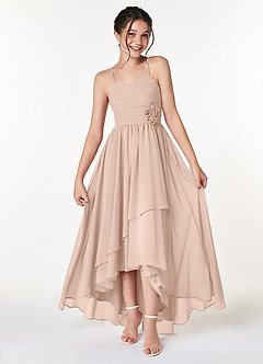 Azazie Catalina Junior English Rose A-Line Ruched Chiffon Dress image1