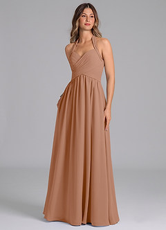 Azazie Darlyn Abiti da Damigella Abito A-Line in Chiffon Plissettato Champagne Rosa image1