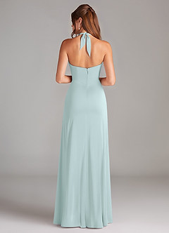 Azazie Elliana Bridesmaid Dresses Sea Glass A-Line Side Slit Stretch Satin Dress image6