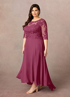 Azazie Monza Mother of the Bride Dresses Mulberry A-Line Lace Chiffon Dress image8