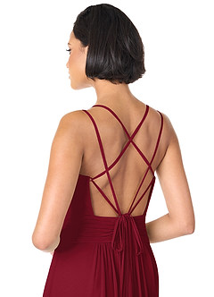 Azazie Farren Robes de demoiselle d'honneur Robe Trapèze Convertible en Mousseline de soie Plissée Bourgogne image7