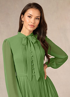 Azazie Adellah Kleider für die Brautmutter A-Linie Plissee Chiffon Kleid Basilikum image5