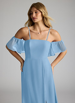 Azazie Sue Bridesmaid Dresses Powder Blue A-Line Off the Shoulder Chiffon Convertible Dress image2