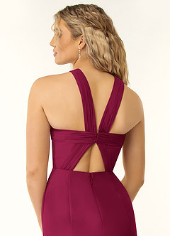 Azazie Rue Bridesmaid Dresses Burgundy A-Line Halter Chiffon Dress image3