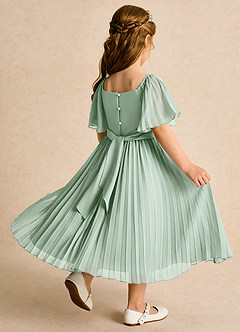 Azazie Gisele Blumenmädchenkleider A-Linie Plissee Chiffon Kleid Agave image3