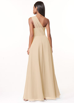 Azazie Ashley Bridesmaid Dresses Champagne A-Line Ruched Chiffon Dress image2