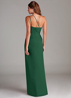 Azazie Eren Jurken voor bruidsmeisjes Jurk van Chiffon met Kolom One-Shoulder Donkergroen image7