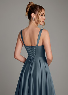 Azazie Azaria Robes de demoiselle d'honneur Robe Trapèze en Satin extensible Corset Violet Crépusculaire image2