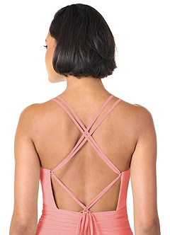 Azazie Farren Brautjungfernkleider Wandelbar A-Linie Plissee Chiffon Kleid Koralle image2