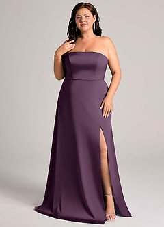 Azazie Wren Bridesmaid Dresses Plum A-Line Strapless Stretch Satin Convertible Dress image10