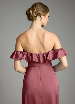 Azazie Lyra Bridesmaid Dresses Desert Rose A-Line Off the Shoulder Stretch Satin Convertible Dress image9