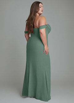 Azazie Johana Bridesmaid Dresses Sea Moss Mermaid Off the Shoulder Chiffon Convertible Dress image9