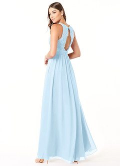 Azazie Luz Abiti da Damigella Abito A-Line in Chiffon Pizzo Azzurro image4