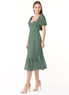 Azazie Baby Bridesmaid Dresses Eucalyptus A-Line Sweetheart Ruched Chiffon Dress image3