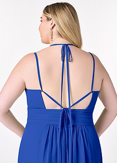 Azazie Farren Bridesmaid Dresses Royal Blue A-Line Pleated Chiffon Convertible Dress image14