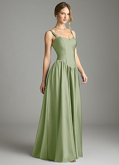 Azazie Evadina Vestidos de damas de honor Vestido de Salvia Polvorienta de Satén Elástico de Corte en A con Corsé image4