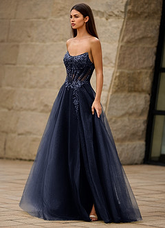 Brilliance Navy Glitter Prom Dress image3