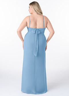 Azazie Mai Bridesmaid Dresses Powder Blue Sheath Pleated Chiffon Dress image8