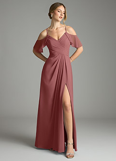 Azazie Dakota Bridesmaid Dresses Amethyst A-Line V-Neck Pleated Chiffon Dress image1