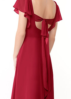 Azazie Syenna Bridesmaid Dresses Scarlet A-Line Ruched Chiffon Dress image3
