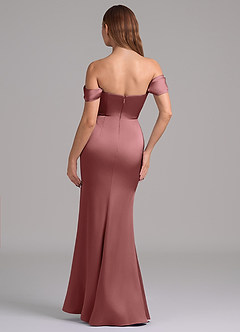 Azazie Miley 신부 들러리 드레스 인어 오프 더 숄더 스트레치 새틴 바닥 길이 드레스 image7