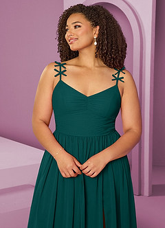 Barbie ♥ Azazie Bridesmaid Dresses Peacock A-Line Pleated Chiffon Dress image6