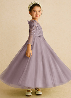 Azazie Precious Flower Girl Dresses Dusk A-Line Lace Tulle Dress image3