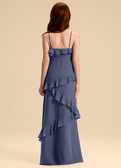 Azazie Evara Junior Robe Trapèze en Mousseline de soie Bleu Orageux image2