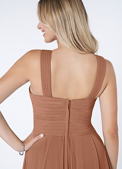 Azazie Kaleigh Bridesmaid Dresses Bronzer A-Line Pleated Chiffon Dress image6