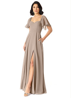 Azazie Chloe Bridesmaid Dresses Taupe A-Line Sweetheart Neckline Chiffon Dress image5