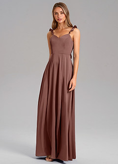 Azazie Everett Bridesmaid Dresses Espresso A-Line Stretch Satin Dress image4