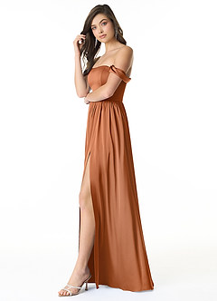 Azazie Morana Final Sale Amethyst A-Line Off the Shoulder Stretch Satin Convertible Dress image4