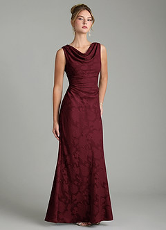 Azazie Kieryn Bridesmaid Dresses Cabernet Mermaid Pleated Floral Burnout Dress image10