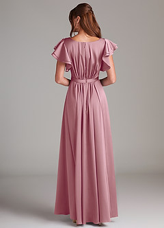 Azazie Daphne Modest Bridesmaid Dresses A-Line Ruched Stretch Satin Floor-Length Dress image6