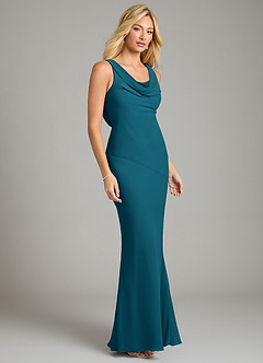 Azazie Rylina Bridesmaid Dresses Ink Blue Mermaid Pleated Chiffon Dress image5