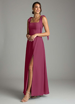 Azazie Debra Bridesmaid Dresses Mulberry A-Line with Pockets Chiffon Convertible Dress image8