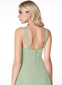 Azazie Jay Bridesmaid Dresses Dusty Sage A-Line Square Neckline Side Slit Chiffon Dress image6