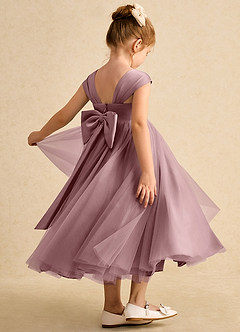 Azazie Chickadee Flower Girl Dresses Dusty Rose Ball-Gown Sweetheart Neckline Matte Satin Dress image1
