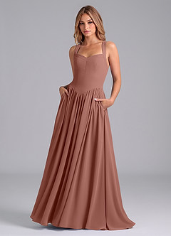 Azazie Francis Bridesmaid Dresses Cedar Rose A-Line Corset Chiffon Dress image1